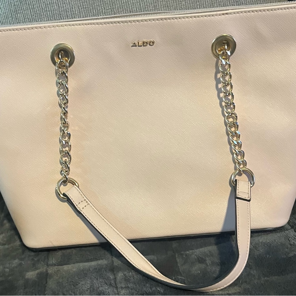 ALDO Pale Pink Tote with Gold Chain Straps Like New Condition
